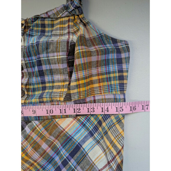 Y2K Sundress Madras Plaid Old Navy Womens Large Linen Blend Cottage Festival - Picture 9 of 9